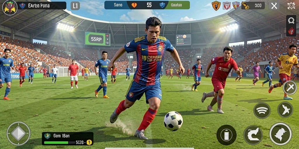 Tampilan menegangkan saat pertandingan sepak bola di 55RP.