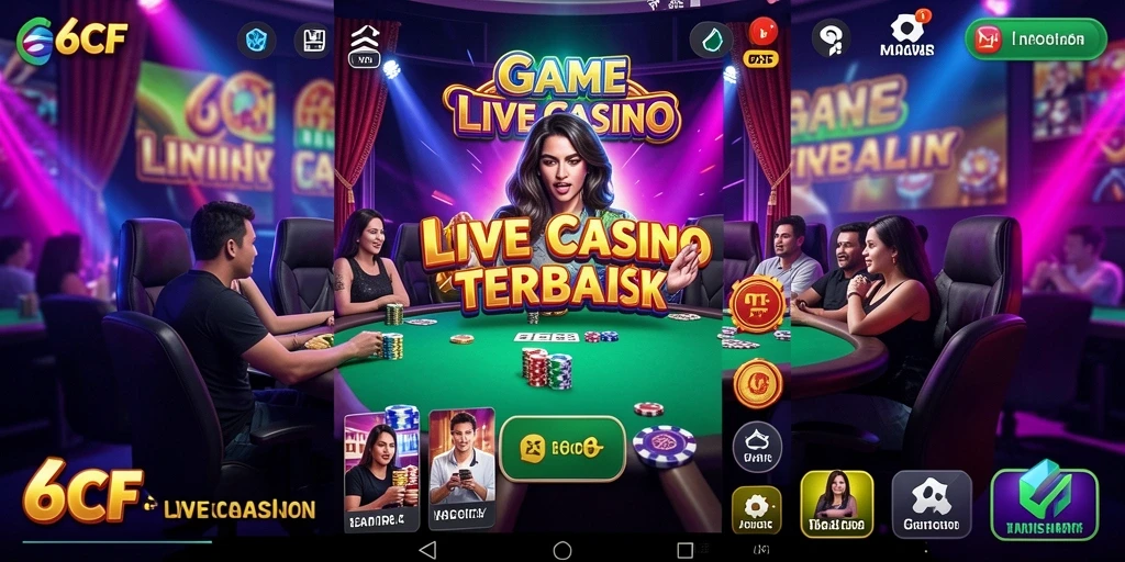 Tampilan gameplay Live Casino yang mendebarkan di 6CF.