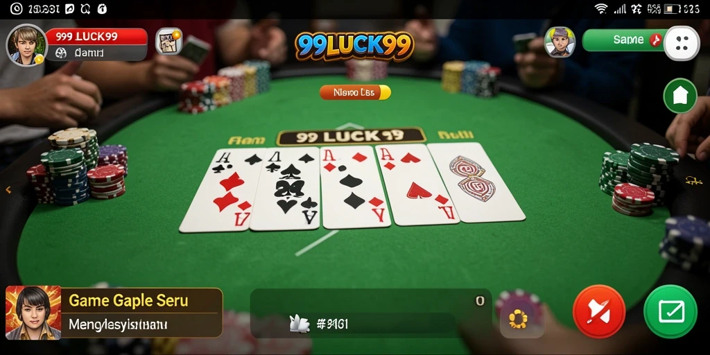 Tampilan gameplay seru dalam 99LUCK99 saat bermain Gaple.