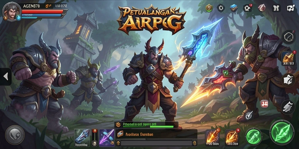 Visual gameplay AGEN878 dengan aksi pertempuran seru di dunia fantasi.