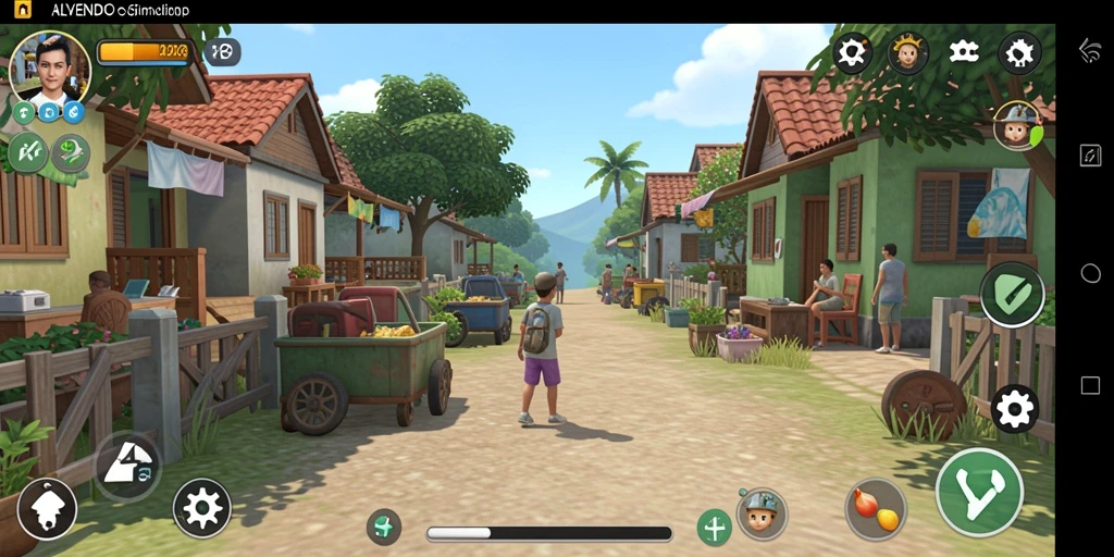 Screenshot gameplay ALVENDO menampilkan interaksi seru antara karakter.