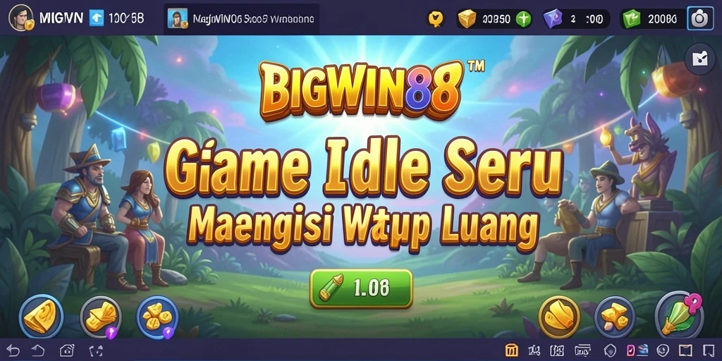 Tampilan gameplay <strong>BIGWIN88</strong> yang menakjubkan dengan karakter idle bekerja.
