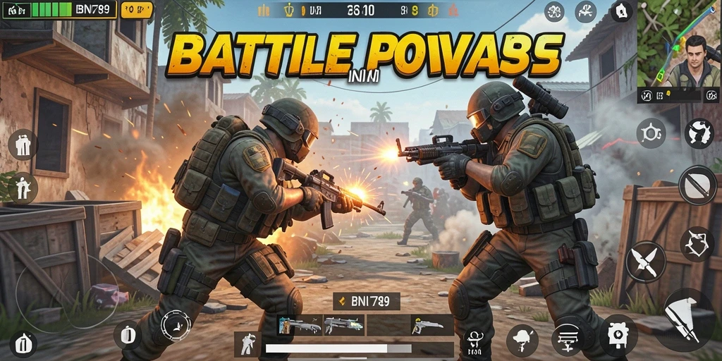 Screenshot BNI789 menampilkan aksi pertempuran Battle Royale yang mendebarkan.