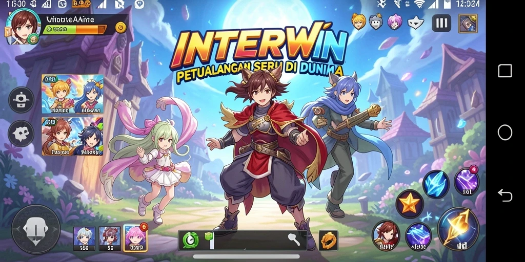 Tampilan menarik dari gameplay INTERWIN yang menampilkan pertempuran karakter anime.