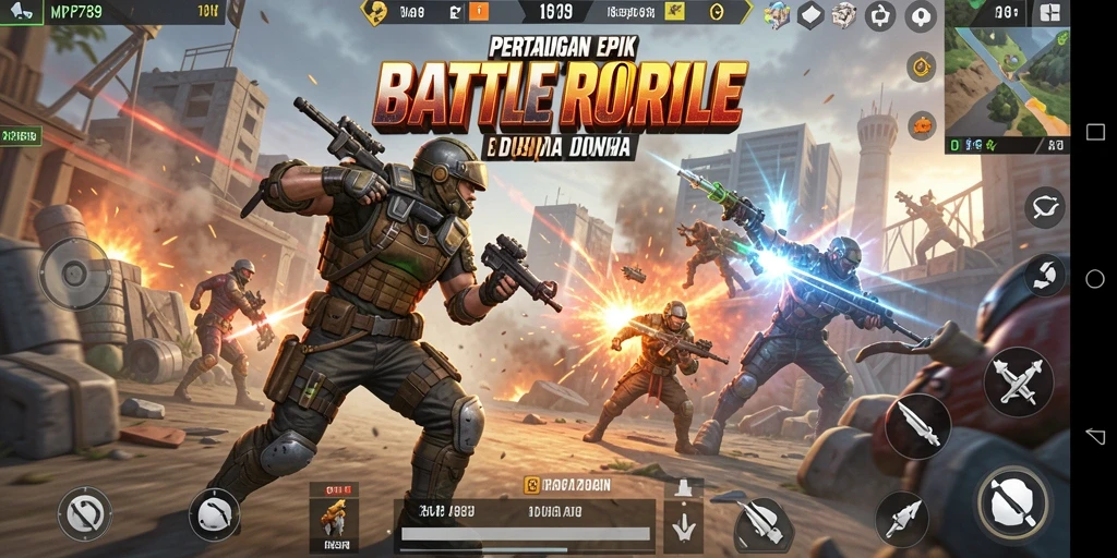 Tangkapan layar menampilkan pemain dalam aksi menegangkan di arena Battle Royale.