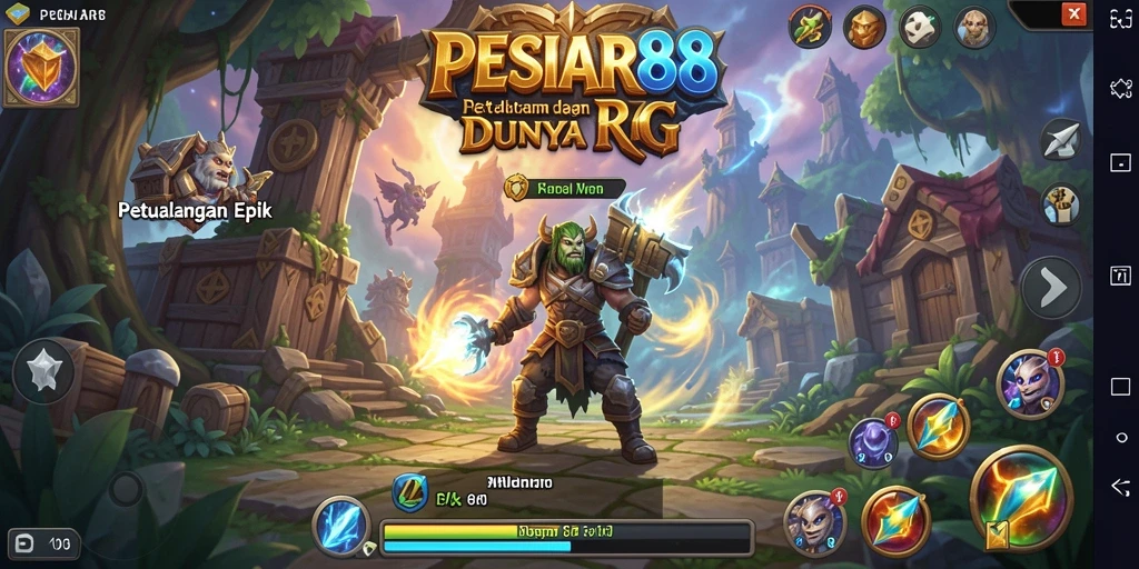 Screenshot gameplay PESIAR88 menampilkan aksi pertarungan yang menegangkan dan grafis yang menawan.