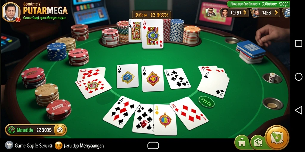 Gameplay seru Gaple di PUTARMEGA dengan tampilan antarmuka yang menarik.