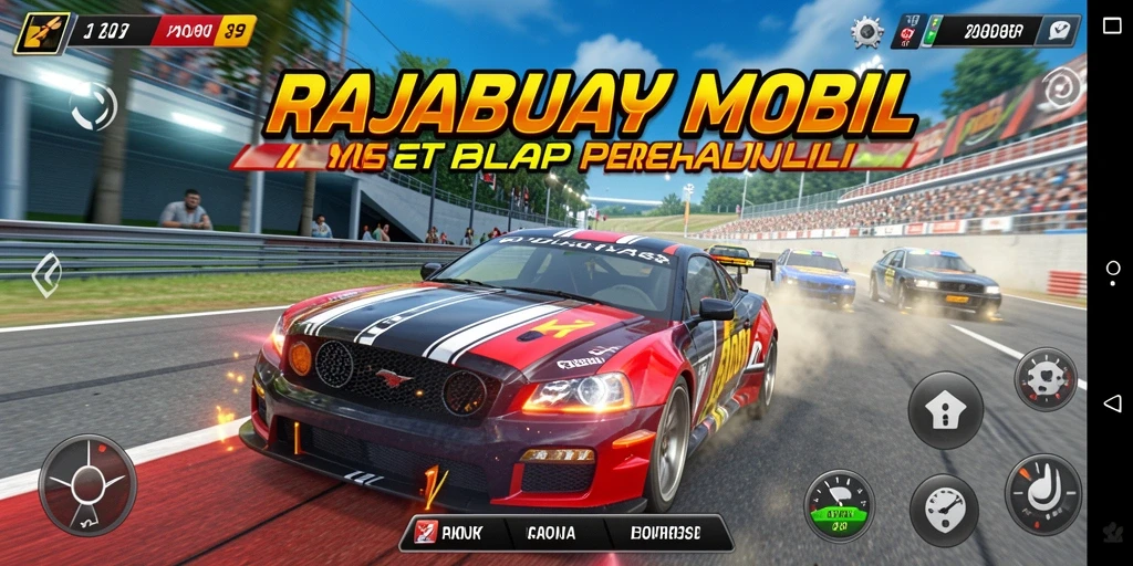 Tangkapan layar gameplay RAJABUAYA89 dengan aksi balap yang seru.