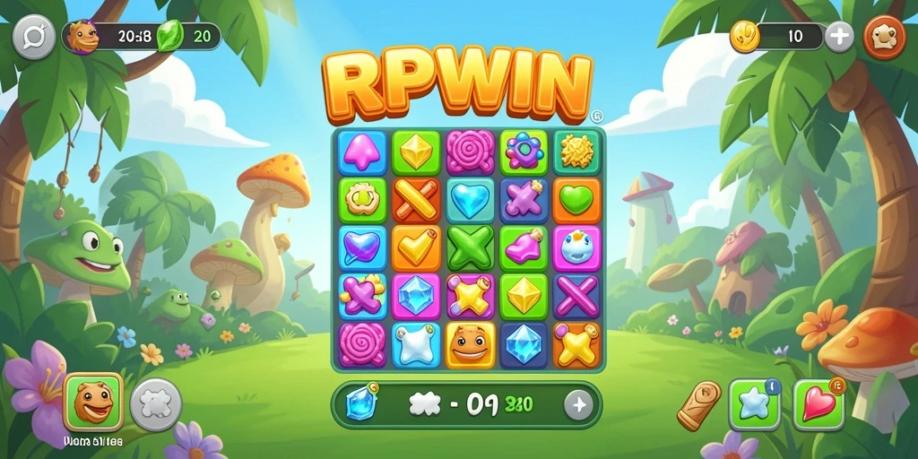 Screenshot gameplay RPWIN yang menarik dengan elemen Match-3.