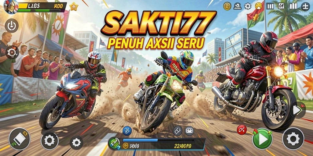 Screenshot menampilkan aksi balapan motor yang mendebarkan.