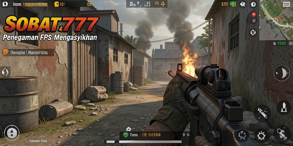 Screenshot menunjukkan aksi menegangkan dalam gameplay FPS SOBAT777.