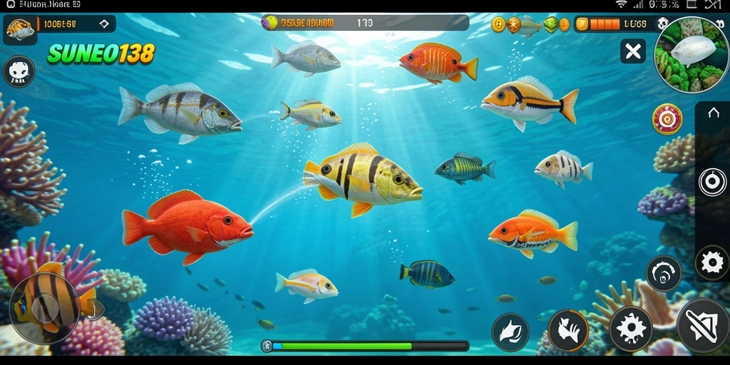 Tampilan screenshot gameplay Tembak Ikan yang menarik dan seru.